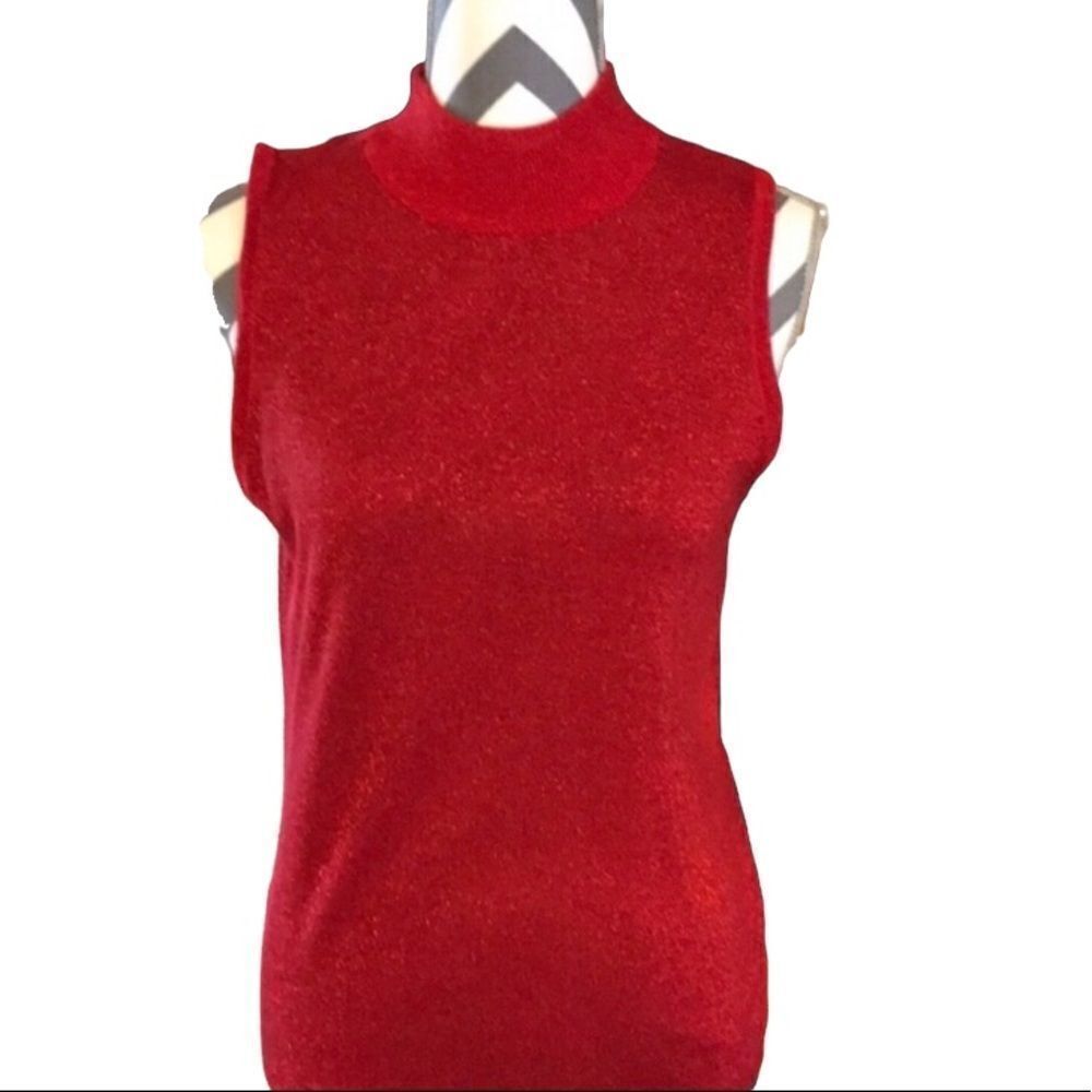 Investments Red Sparkling Top MEDIUM NWT